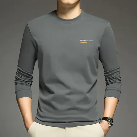 重磅纯棉长袖t恤男秋冬季保暖加绒加厚摇粒绒打底衫全棉内搭秋衣商品大图