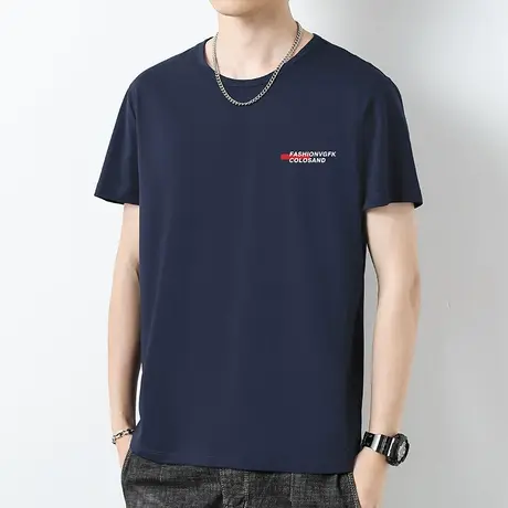 莫代尔冰丝t恤男士短袖2023新款字母印花半袖凉感速干圆领上衣服商品大图