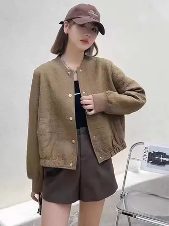 2023春秋季新款外套女休闲夹克宽松百搭高级感短款时尚简约棒球服图片