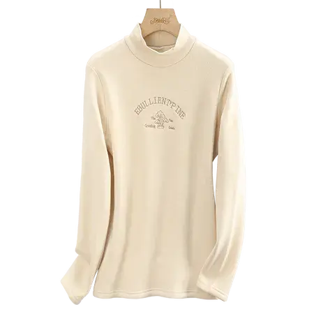 时尚德绒加绒打底衫2022年冬季新款淑女温柔宽松显瘦通勤简约上衣商品大图