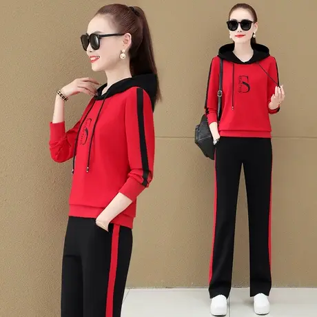 阔腿裤休闲套装女2022秋季新款韩版时髦连帽卫衣运动服两件套显高商品大图