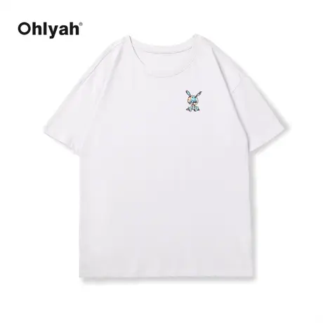 Ohlyah潮牌卡通彩色兔子短袖t恤女2023年夏季新款设计感小众上衣商品大图