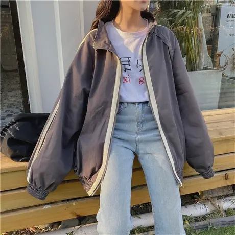 樱田川岛ins韩版2021新款春秋学院风网红超火cec宽松棒球服外套女商品大图