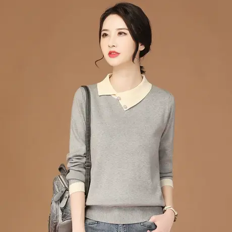 韩潮袭人宽松休闲百搭薄套头针织衫女2023秋季新款长袖上衣打底衫商品大图