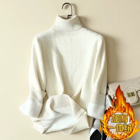 加绒加厚打底衫女士秋冬内搭2023年新款洋气一体绒保暖高领毛衣女商品大图