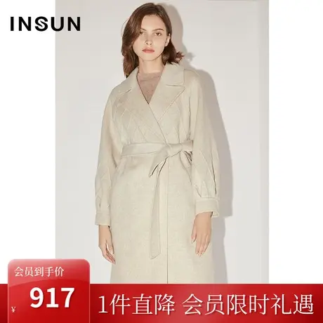 [自然环保]恩裳COVER冬季2022打条工艺羊毛双面呢毛呢外套女商品大图