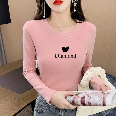 时尚圆领德绒打底衫女秋冬洋气2023年新款修身保暖上衣设计感小众商品大图