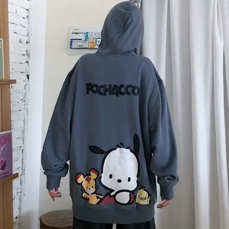 chic港味卫衣女2020新款秋冬宽松韩版加绒加厚waitmore外套潮ins图片