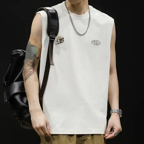 纯棉背心男运动健身夏宽松坎肩男士无袖短袖篮球跨栏潮牌大码夏季图片