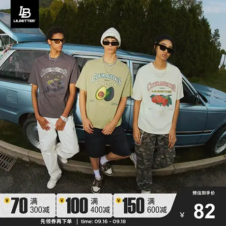 Lilbetter短袖T恤男夏季新款体恤美式复古半截袖潮牌宽松五分袖LB商品大图