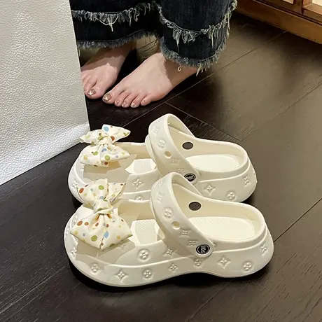 高级感玛丽珍洞洞鞋女夏季厚底防滑少女心可爱蝴蝶结两穿包头凉拖商品大图