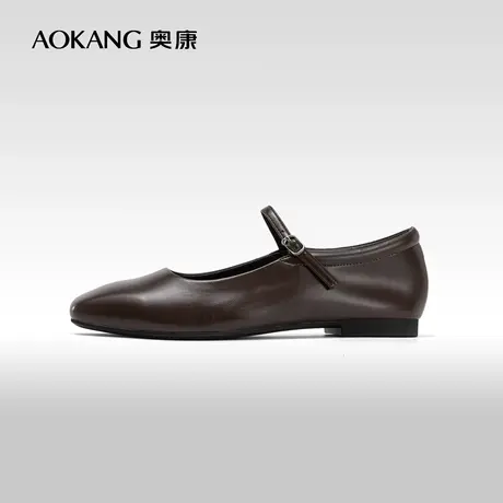 奥康女鞋2023秋季新款时尚复古玛丽珍休闲皮鞋女低跟舒适通勤鞋商品大图
