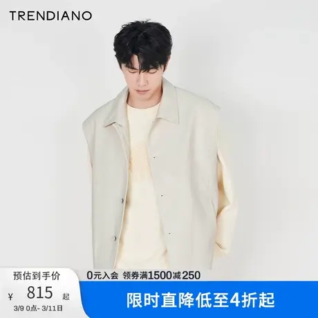 TRENDIANO户外艺术联名系列廓形无袖仿皮马甲潮新款秋季商品大图