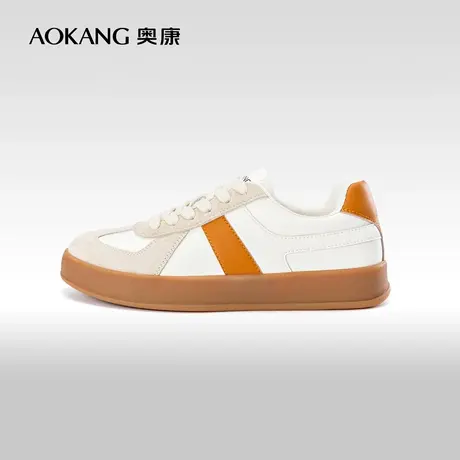 奥康女鞋 春秋季时尚休闲板鞋平底舒适拼色复古百搭德训鞋图片