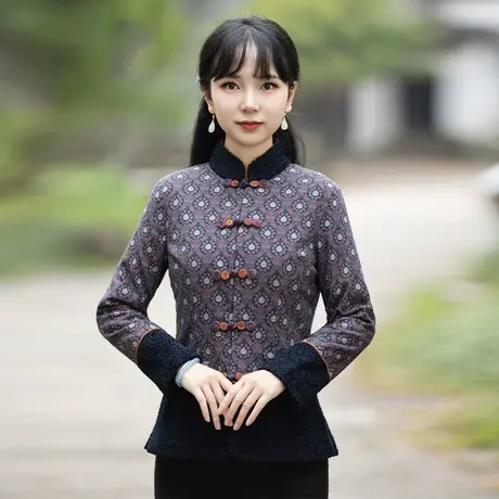 唐装女冬棉袄加厚保暖改良旗袍上衣棉衣复古减龄茶服外套中式女装商品大图