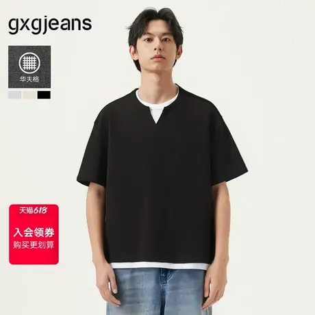 gxg.jeans男装  多色假两件简约休闲宽松短袖T恤男生  25年夏新品图片