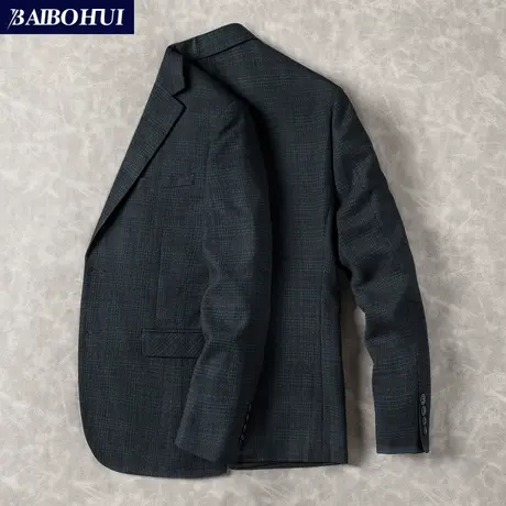 秋冬季新款西装外套男韩版修身时尚潮流条纹休闲小西服男单件上衣商品大图