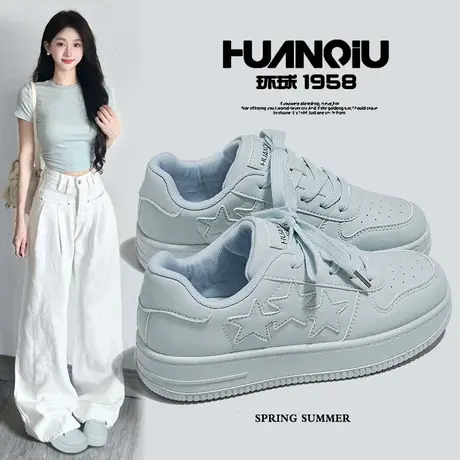环球小众不撞款月兰色小白鞋女2025新款百搭舒适不累脚轻便休闲鞋图片