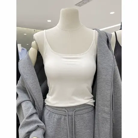 桑蚕丝一体式胸垫吊带背心女新款无痕优雅可调节修身运动美背上衣图片