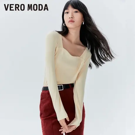 Vero Moda奥莱T恤春秋新款优雅气质法式方领长袖打底衫上衣百搭女图片