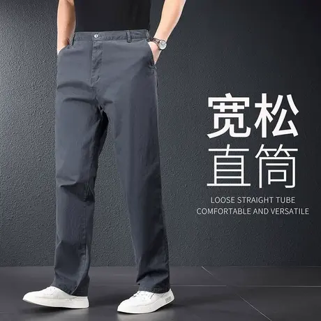 弹力休闲裤男冬季厚款男款工装直筒裤中年爸爸秋冬宽松大码父亲裤商品大图