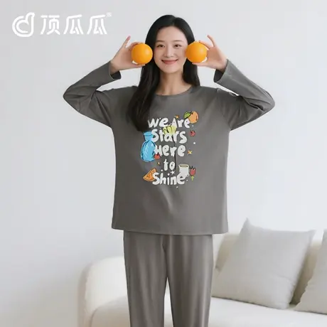 顶瓜瓜纯棉睡衣女生2025新款布料100全棉秋季长袖可外穿居服套装商品大图