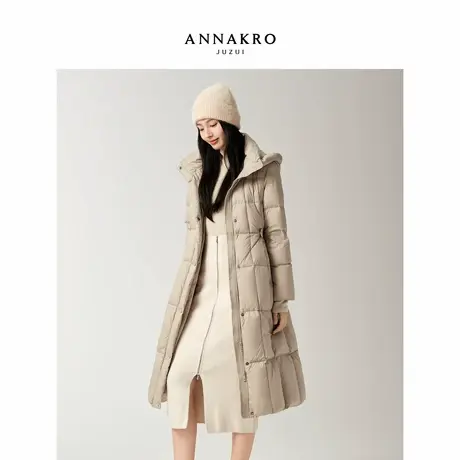 【云朵泡芙】玖姿安娜蔻优雅淑女连帽收腰鸭绒羽绒女2025冬季新款商品大图