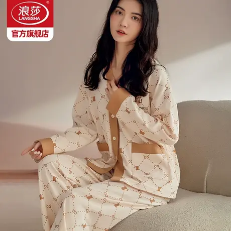 浪莎纯棉睡衣女士冬季长袖长裤2026新款高级感女款家居服套装BB图片