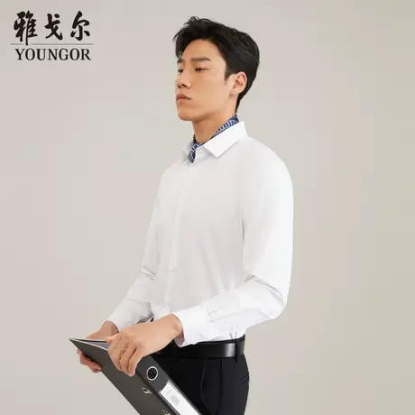 【柔软易打理】V系雅戈尔衬衫秋季新款免烫商务休闲长袖衬衫图片