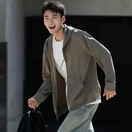 唐狮秋冬重磅开衫卫衣男式上衣休闲百搭青少年卫衣男高级感潮TA图片