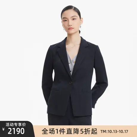 LANCY/朗姿秋季新款条纹长袖西装通勤商务高级西服女士外套图片