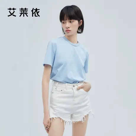艾莱依t恤女新款夏印花上衣短袖圆领设计感小众女装夏款ins潮图片