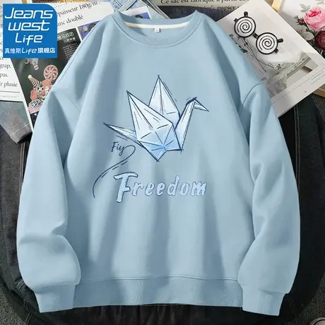 真维斯LIFE薄款卫衣外套女2023秋款圆领正肩设计感显瘦减龄上衣C图片