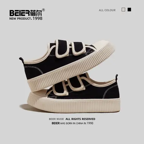 魔术贴帆布鞋女夏季新款透气薄款2022年厚底休闲ins百搭街拍板鞋商品大图