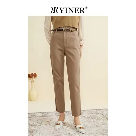 YINER音儿女装秋季高腰显瘦九分复古直筒修身牛仔裤商品大图