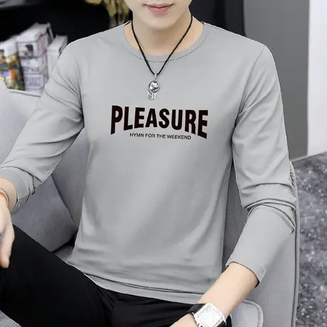 莫代尔长袖t恤男秋季薄款圆领体恤内搭上衣服潮流打底衫秋衣小衫商品大图