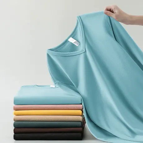 德绒t恤男士长袖打底衫潮流V领上衣服秋冬内搭保暖小衫双面绒秋衣商品大图