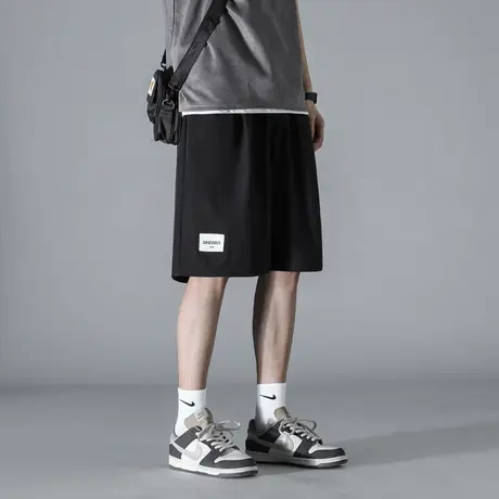 短裤男夏季薄款直筒宽松冰丝男款男士五分休闲裤潮牌篮球运动裤子商品大图