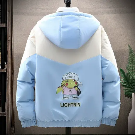 冬季外套男2023新款棉衣韩版潮流学生皮卡丘潮牌羽绒棉服短款棉袄商品大图