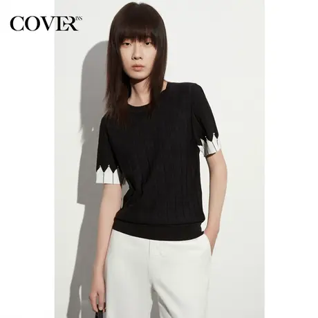 COVER2023夏季撞色手工链条冰丝针织衫商品大图