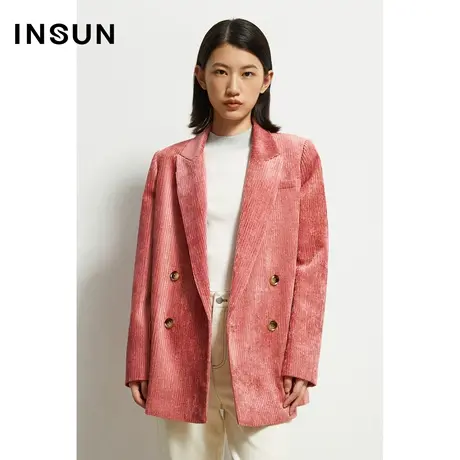 INSUN恩裳奥莱冬季摩登丝绒感西装外套商品大图