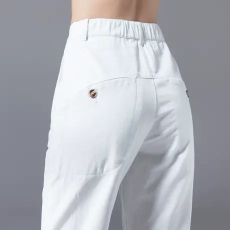 白色裤子老爹裤夏哈伦裤女春秋2024新款九分休闲女裤萝卜裤妈妈裤图片