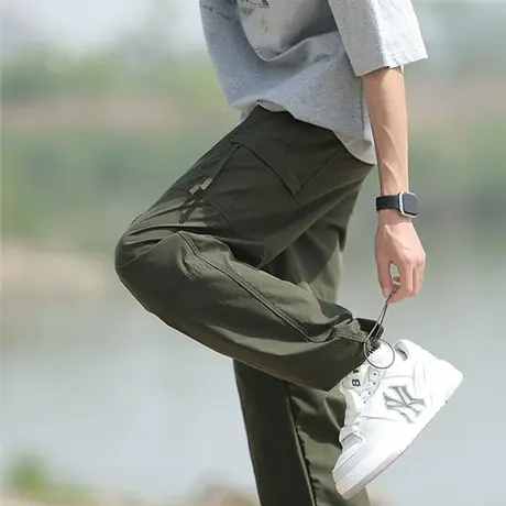 NASA薄款冰丝裤子男夏季潮牌高街速干冲锋裤痞帅裤子男直筒工装裤商品大图