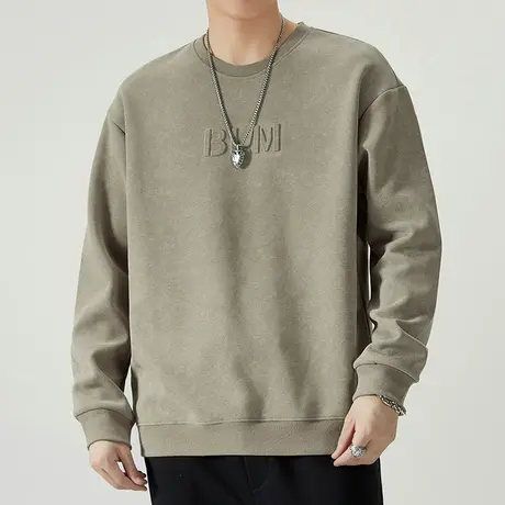 春季潮牌纯色情侣套头圆领上衣服春秋款中性风重磅长袖卫衣服春天商品大图