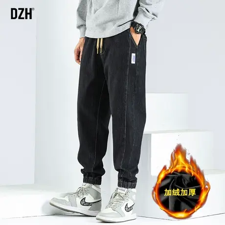 男士裤子2024新款冬季加绒加厚牛仔裤男宽松束脚美式潮牌高街裤子商品大图