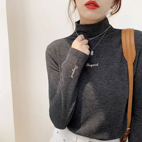 德绒保暖内衣女加绒加厚秋冬季可外穿半高领打底衫洋气百内搭上衣商品大图