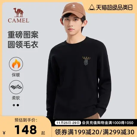 CAMEL/骆驼男装秋季23新毛衣重磅厚宽松保暖上衣绣花落肩时尚毛衫商品大图