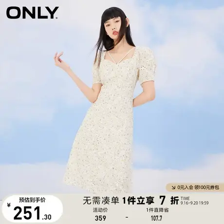 ONLY奥莱夏季时尚气质收腰中长款方领碎花连衣裙女图片