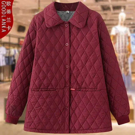 加肥加大码中老年妈妈秋冬夹棉羽绒棉服宽松时尚加厚翻领棉衣外套商品大图