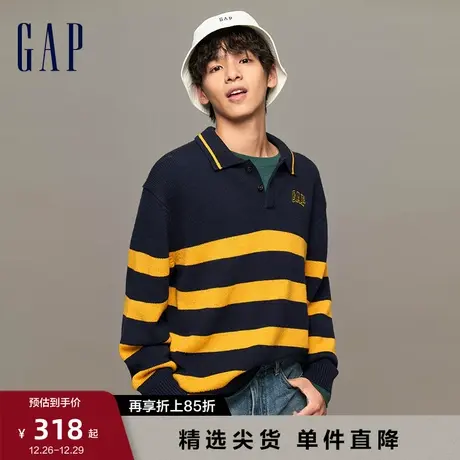 Gap男女装冬LOGO美式时尚复古POLO针织衫高级宽松廓形毛衣842138图片